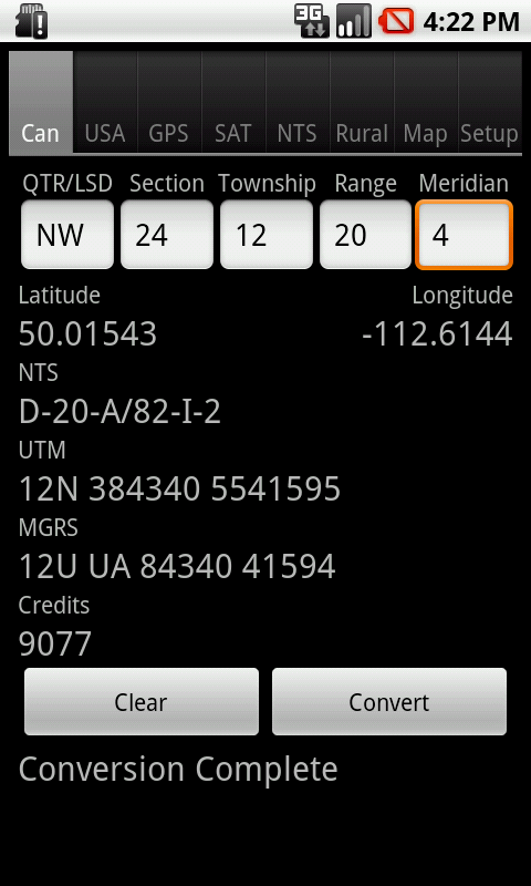 Android: Converting Canadian Legal Land Description to Latitude and Longitude