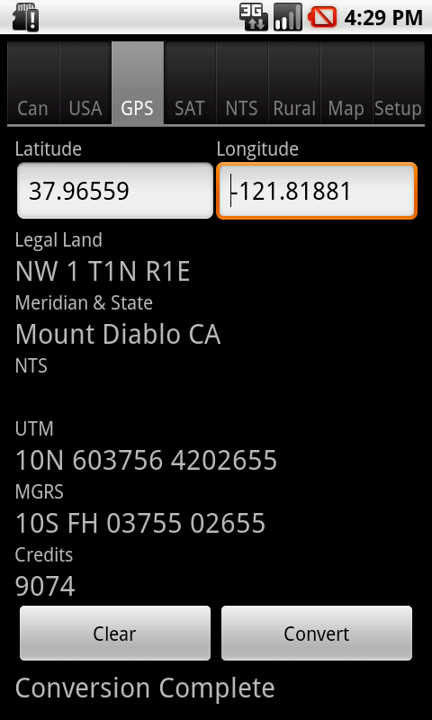 Android: Convert Latitude and Longitude to US Legal Land Description