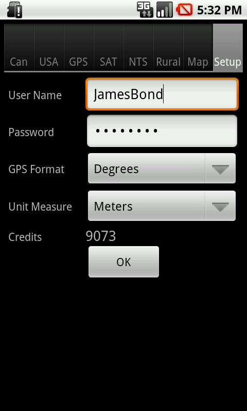Android: Setup screen for Legal Land Converter