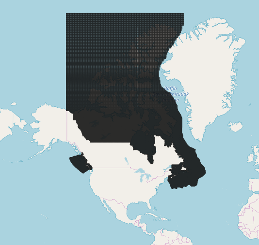 Map showing area covered by the Canadian Federal Permit System